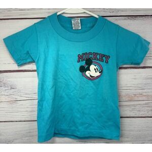 Vintage Mickey Mouse Toddler T-Shirt Wellington Apparel Turquoise Blue Size‎ 2/4